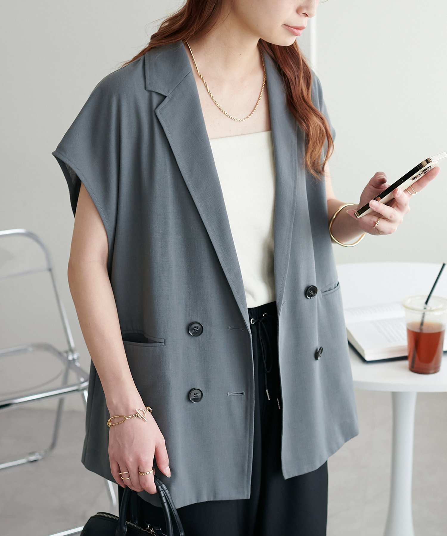 【ディスコート/Discoat】のリネンライクフレンチシャツジャケット《WEB限定カラーあり》 インテリア・キッズ・メンズ・レディースファッション・服の通販 founy(ファニー) 　ファッション　Fashion　レディースファッション　Fashion for Women　アウター　Coat / Outerwear Collection　レディースジャケット・軽アウター　Jackets　ジャケット　Jacket, Outerwear　スラックス　Slacks, Dress Pants　デニム　Denim, Jeans Material　フレア　Flare, Flared　グレー|ID: prp329100004543460 ipo3291000000032622029