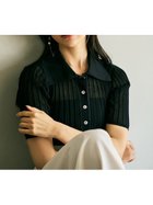 【フレイ アイディー/FRAY I.D】のシルクブレンドシアーリブニットポロ BLK[009]|ID: prp329100004543468 ipo3291000000032609672