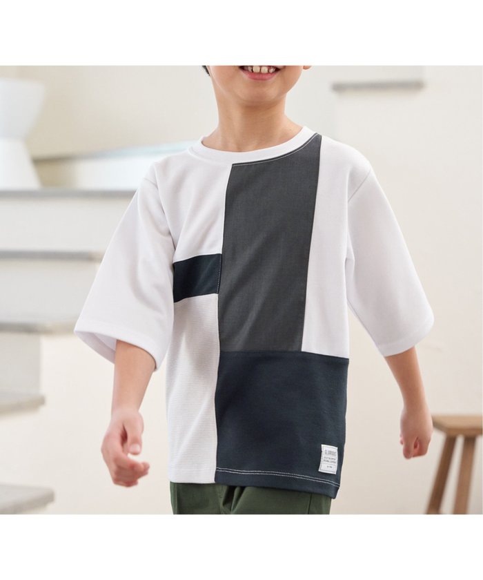 【イッカ/ikka / KIDS】の【親子おそろい】7分袖ポンチブロックスT(120~160cm) インテリア・キッズ・メンズ・レディースファッション・服の通販 founy(ファニー) https://founy.com/ ファッション Fashion キッズファッション KIDS おすすめ Recommend メンズ Mens 長袖 Long Sleeve 鹿の子 Pique |ID: prp329100004543499 ipo3291000000032106272