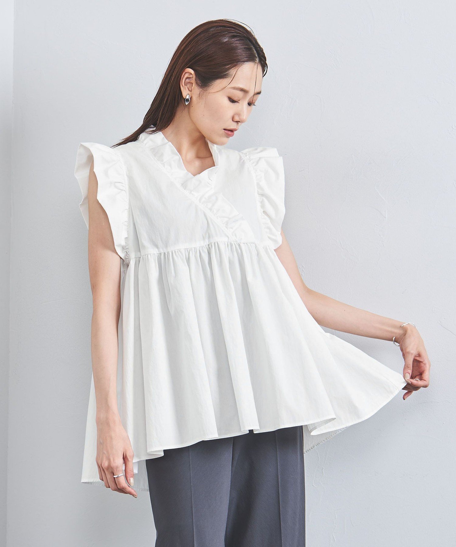 【その他のブランド/Other】のカシュクール フリルギャザー ブラウス 人気、トレンドファッション・服の通販 founy(ファニー) 　ファッション　Fashion　レディースファッション　Ladies' Fashion Online　トップス・カットソー　Tops/Tshirt　シャツ/ブラウス　Shirts/Blouses　カシュクール　Cachecoeur　ギャザー　Gather　センター　Center　ノースリーブ　No Sleeve　フリル　Frills　ペプラム　Peplum　 other-1|ID: prp329100004543501 ipo3291000000032502992