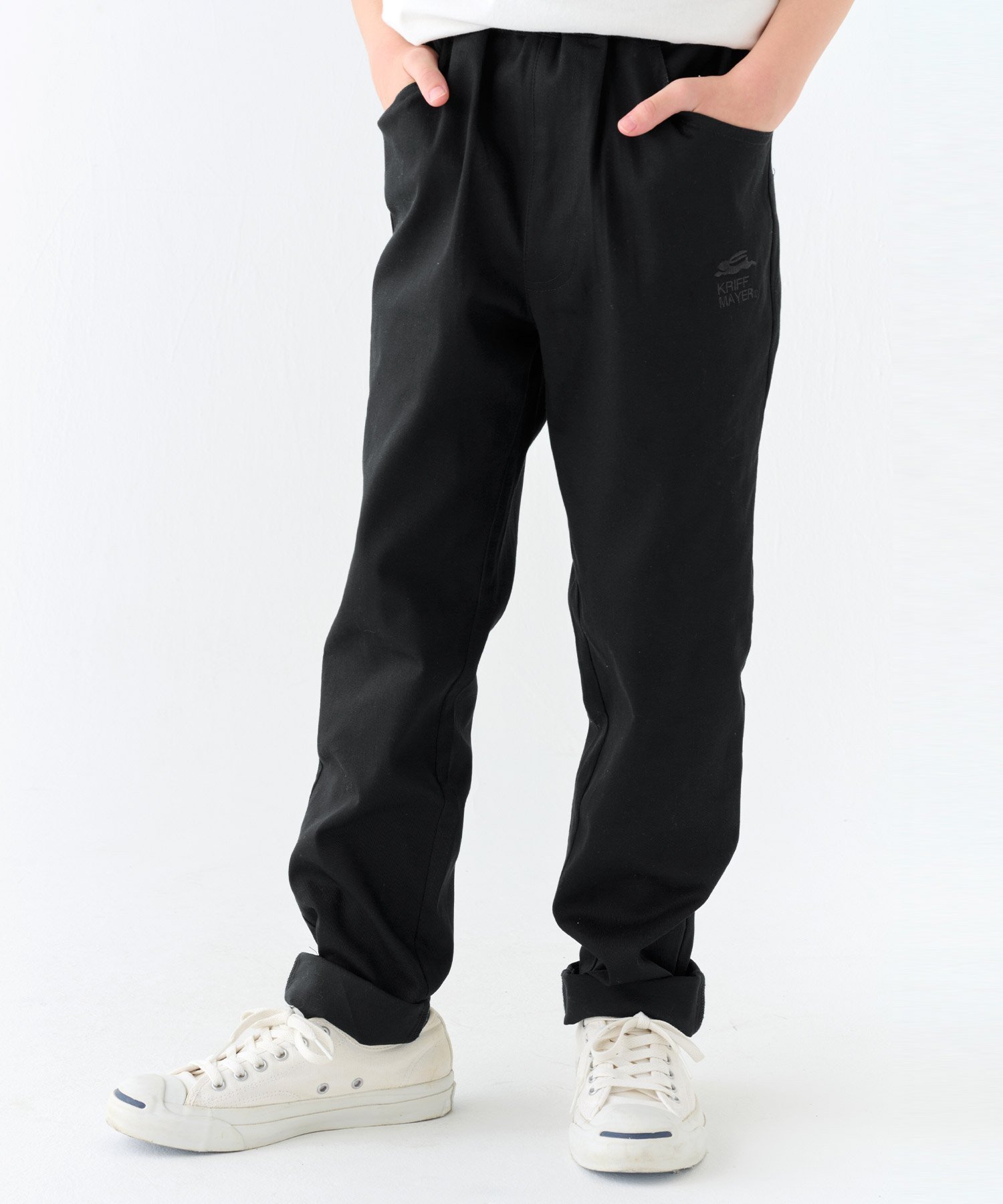【クリフメイヤー キッズ/KRIFF MAYER / KIDS】の綿ストレッチレギュラーパンツ インテリア・キッズ・メンズ・レディースファッション・服の通販 founy(ファニー) 　ファッション　Fashion　キッズファッション　KIDS　ボトムス　Bottoms/Kids　おすすめ　Recommend　シンプル　Simple　スタンダード　Standard　ストレート　Straight　トレンド　Trend　BLACK|ID: prp329100004543594 ipo3291000000032107180