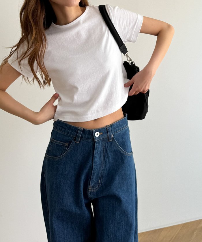 【キャナルジーン/CANAL JEAN】のEl mar コットンクロップドTシャツ インテリア・キッズ・メンズ・レディースファッション・服の通販 founy(ファニー) https://founy.com/ ファッション Fashion レディースファッション Ladies' Fashion Online トップス・カットソー Tops/Tshirt シャツ/ブラウス Shirts/Blouses ロング / Tシャツ T-Shirts クロップド Cropped シンプル Simple バランス Balance ボトム Bottom 夏 Summer 無地 Plain Color |ID: prp329100004543672 ipo3291000000032641081