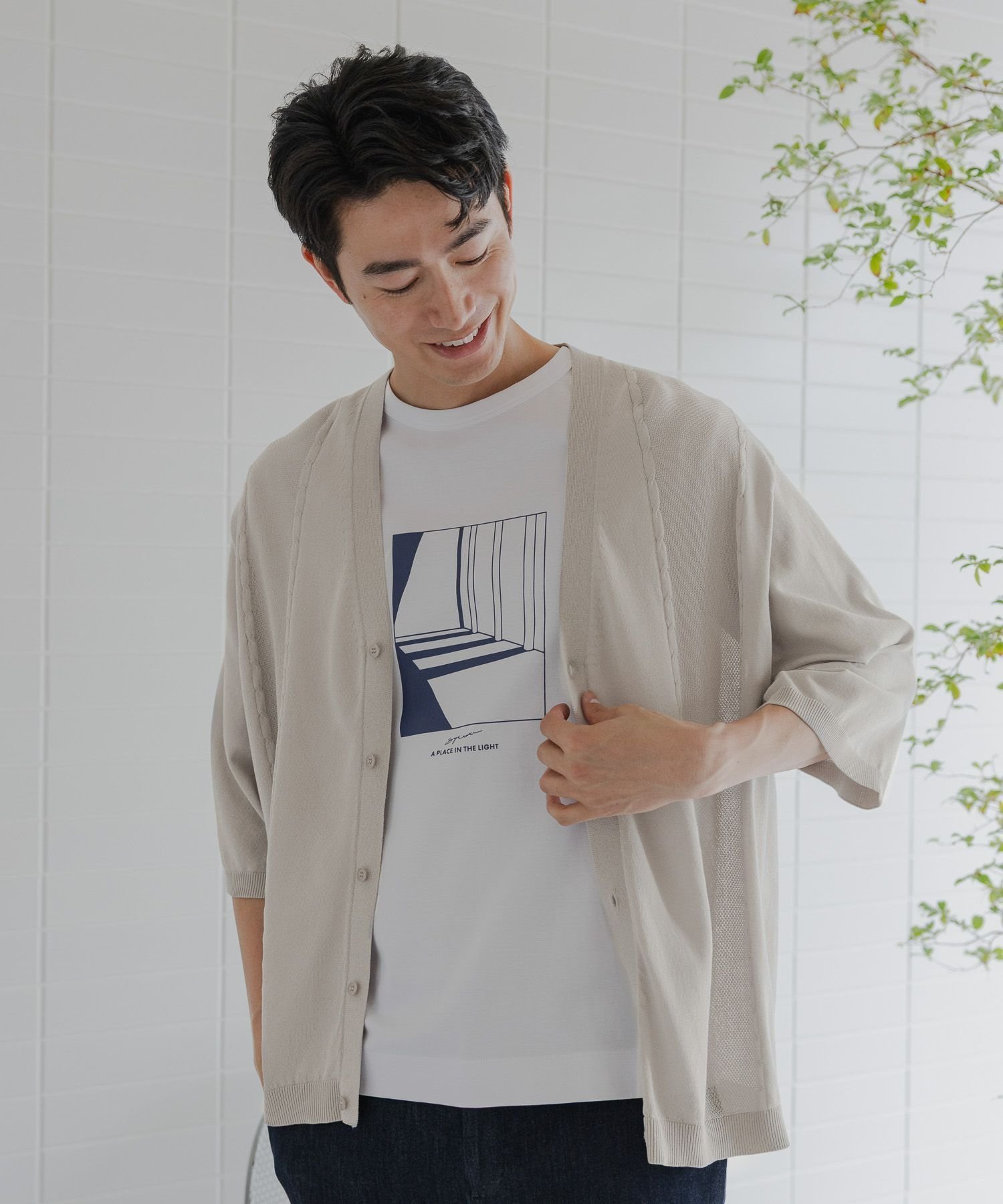 【グローバルワーク/GLOBAL WORK / MEN】の洗えるサラサラサマーカーディガン/五分袖/287557 インテリア・キッズ・メンズ・レディースファッション・服の通販 founy(ファニー) 　ファッション　Fashion　メンズファッション　Men's Style Online　おすすめ　Recommend　カーディガン　Cardigan　シンプル　Simple　スラックス　Slacks　フィット　Fit　リラックス　Relax　夏　Summer　洗える　Washable　鹿の子　Pique　グレージュ11|ID: prp329100004543676 ipo3291000000032645574