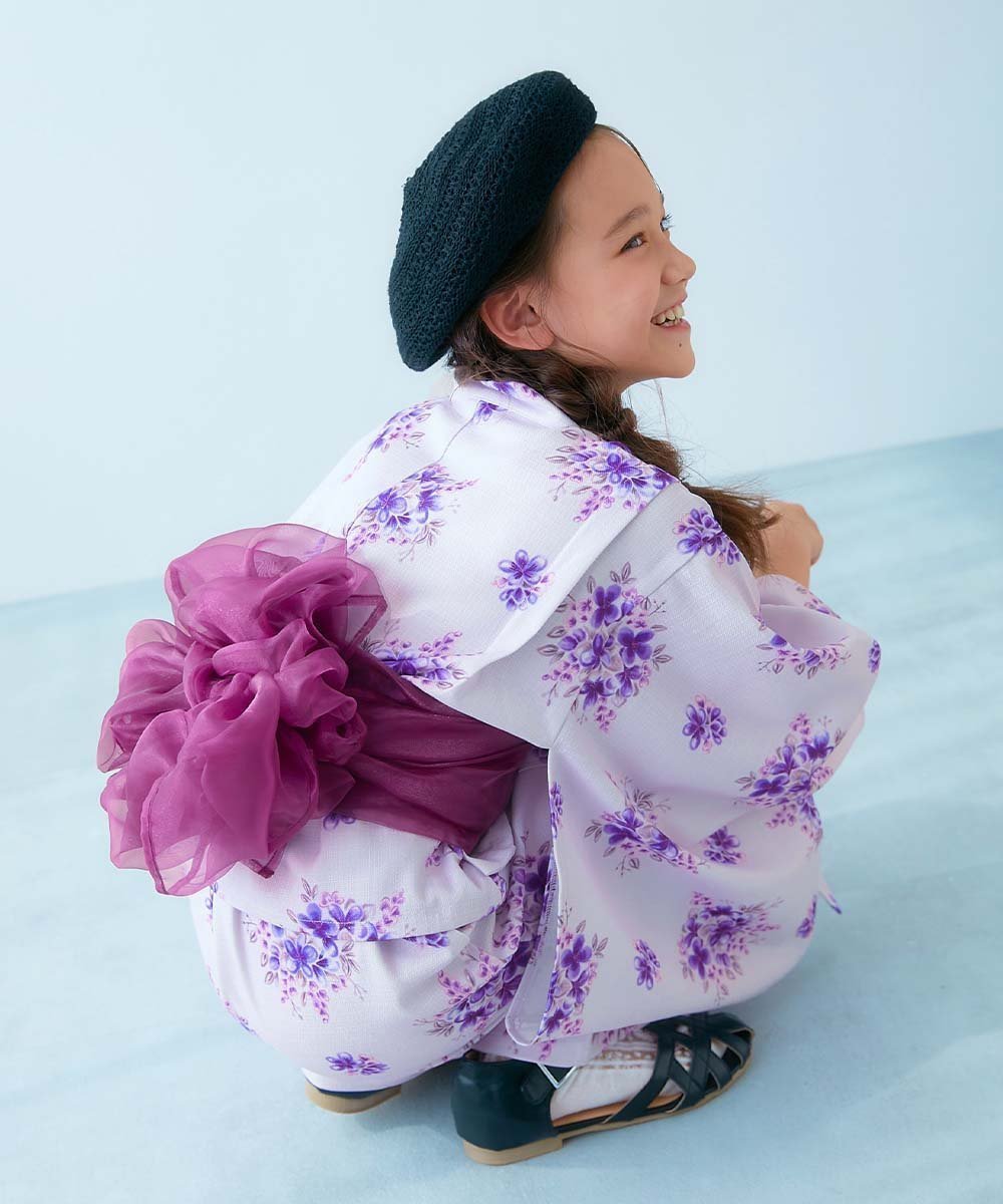 【デビロック/devirock / KIDS】の【普段着もOK】 シワになりにくい セパレート ワンピース浴衣 浴衣 25SS インテリア・キッズ・メンズ・レディースファッション・服の通販 founy(ファニー) 　ファッション　Fashion　キッズファッション　Fashion for Kids　ワンピース　Dresses　オーガンジー　Organza Fabric　セパレート　Separate, Two-Piece　おすすめ　Recommended / Our Picks　2025年　2025　2025春夏・S/S　Spring/Summer 2025 SS25　004-フラワー2-パープル|ID: prp329100004543712 ipo3291000000032728280