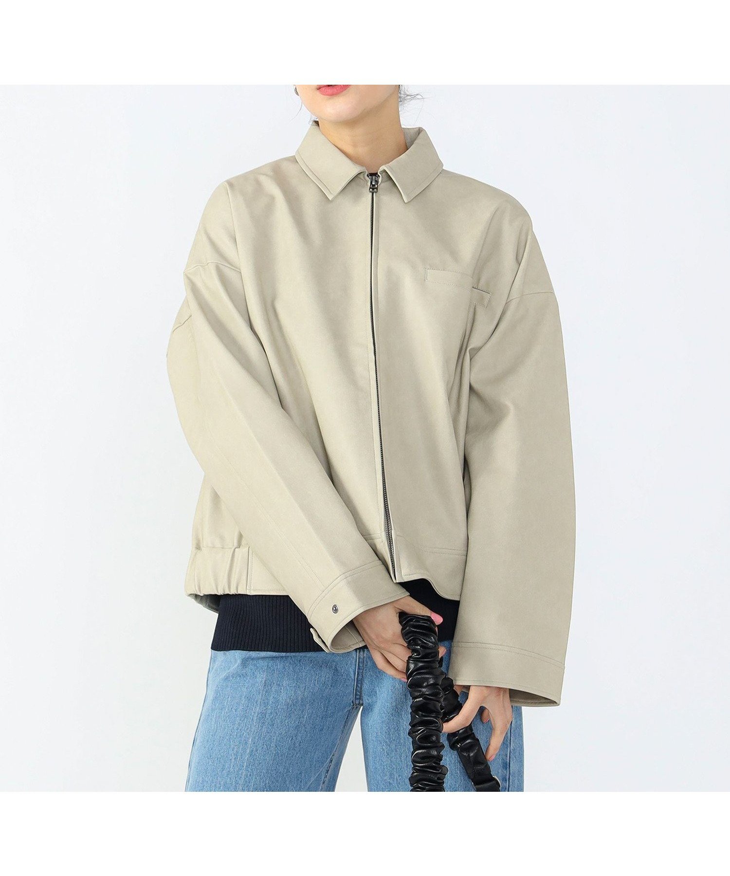 【ビームス ハート/BEAMS HEART】のフェイクレザー ジップブルゾン(S~M) 人気、トレンドファッション・服の通販 founy(ファニー) 　ファッション　Fashion　レディースファッション　WOMEN　アウター　Coat Outerwear　ブルゾン　Blouson/Jackets　インナー　Inner　スウェット　Sweat　デニム　Denim　フェイクレザー　Faux Leather　フレア　Flare　ミックス　Mix　ロング　Long　 other-1|ID: prp329100004543732 ipo3291000000032108455