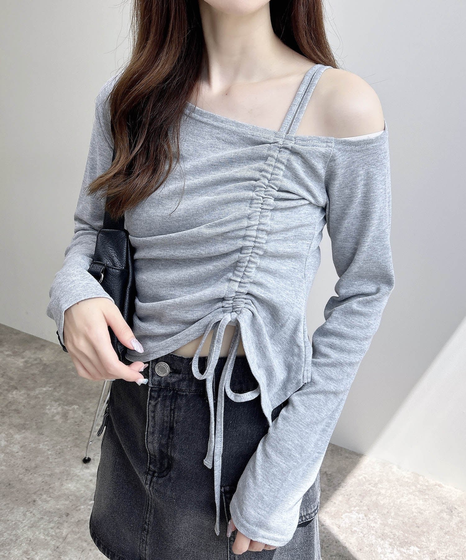 【イング/INGNI】のINGNI/アシメドロストカットソー インテリア・キッズ・メンズ・レディースファッション・服の通販 founy(ファニー) 　ファッション　Fashion　レディースファッション　Fashion for Women　トップス・カットソー　Cut & Sew Tops　カットソー・ベーシックTシャツ　Cut-and-Sewn Tops / Stretch Tees & Basics　おすすめ　Recommended / Our Picks　アシンメトリー　Asymmetrical Style　カットソー　Cut and Sewn Top　カーゴパンツ　Cargo Pants, Utility Pants　シンプル　Simple, Minimal　デニム　Denim, Jeans Material　フィット　Fit, Slim Fit　ボトム　Bottoms, Lower Wear　グレー|ID: prp329100004543777 ipo3291000000033444816