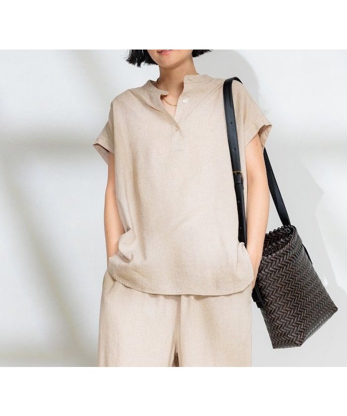 【フリークスストア/FREAK'S STORE】のリネンブレンド スキッパーブラウス/フレンチスリーブブラウス セットアップ対応 25SS 人気、トレンドファッション・服の通販 founy(ファニー) 　ファッション　Fashion　レディースファッション　Fashion for Women　トップス・カットソー　Cut & Sew Tops　シャツ・ブラウス・オフィスカジュアル　Elegant Blouses & Button-Ups　2025年　2025　2025春夏・S/S　Spring/Summer 2025 SS25　おすすめ　Recommended / Our Picks　スキッパー　Skipper, Open Collar　セットアップ　Set-Up, Coordinated Outfit　リネン　Linen, Linen Fabric　夏　Summer　S/S・春夏　SS, Spring/Summer, Warm Season　楽ちん　Easy Fit, Comfortable　 other-1|ID: prp329100004543803 ipo3291000000032620643