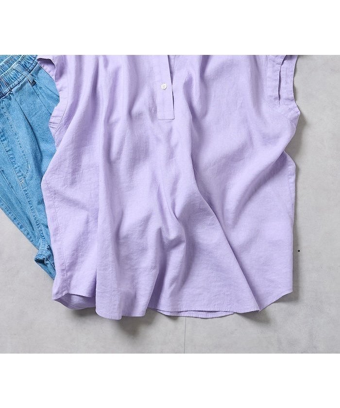 【フリークスストア/FREAK'S STORE】のリネンブレンド スキッパーブラウス/フレンチスリーブブラウス セットアップ対応 25SS インテリア・キッズ・メンズ・レディースファッション・服の通販 founy(ファニー) 　ファッション　Fashion　レディースファッション　Fashion for Women　トップス・カットソー　Cut & Sew Tops　シャツ・ブラウス・オフィスカジュアル　Elegant Blouses & Button-Ups　2025年　2025　2025春夏・S/S　Spring/Summer 2025 SS25　おすすめ　Recommended / Our Picks　スキッパー　Skipper, Open Collar　セットアップ　Set-Up, Coordinated Outfit　リネン　Linen, Linen Fabric　夏　Summer　S/S・春夏　SS, Spring/Summer, Warm Season　楽ちん　Easy Fit, Comfortable　ラベンダー|ID: prp329100004543803 ipo3291000000032620656