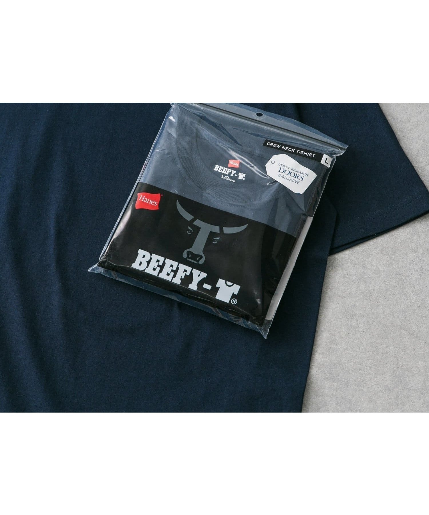 【アーバンリサーチ ドアーズ/URBAN RESEARCH DOORS / MEN】の『別注』Hanes*DOORS BEEFY-T DOORS FIT Short-Sleeve インテリア・キッズ・メンズ・レディースファッション・服の通販 founy(ファニー) 　ファッション　Fashion　メンズファッション　MEN　アンダー　Under　インナー　Inner　スペシャル　Special　定番　Standard　パターン　Pattern　フィット　Fit　別注　Special Order　リラックス　Relax　S/S・春夏　Ss・Spring/Summer　おすすめ　Recommend　夏　Summer　2025年　2025　2025春夏・S/S　Ss,Spring/Summer,2025　ネイビー|ID: prp329100004543804 ipo3291000000032108929