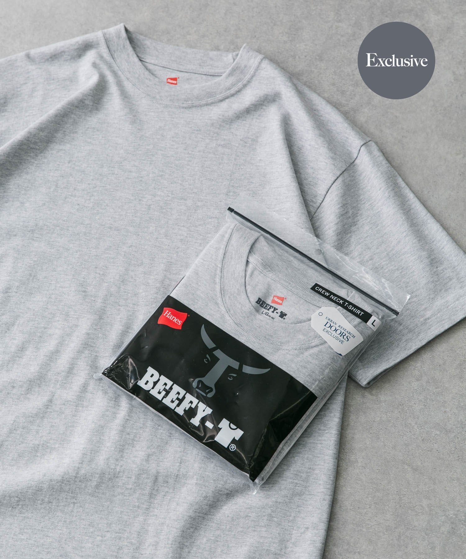 【アーバンリサーチ ドアーズ/URBAN RESEARCH DOORS / MEN】の『別注』Hanes*DOORS BEEFY-T DOORS FIT Short-Sleeve インテリア・キッズ・メンズ・レディースファッション・服の通販 founy(ファニー) 　ファッション　Fashion　メンズファッション　MEN　アンダー　Under　インナー　Inner　スペシャル　Special　定番　Standard　パターン　Pattern　フィット　Fit　別注　Special Order　リラックス　Relax　S/S・春夏　Ss・Spring/Summer　おすすめ　Recommend　夏　Summer　2025年　2025　2025春夏・S/S　Ss,Spring/Summer,2025　グレー|ID: prp329100004543804 ipo3291000000032108931