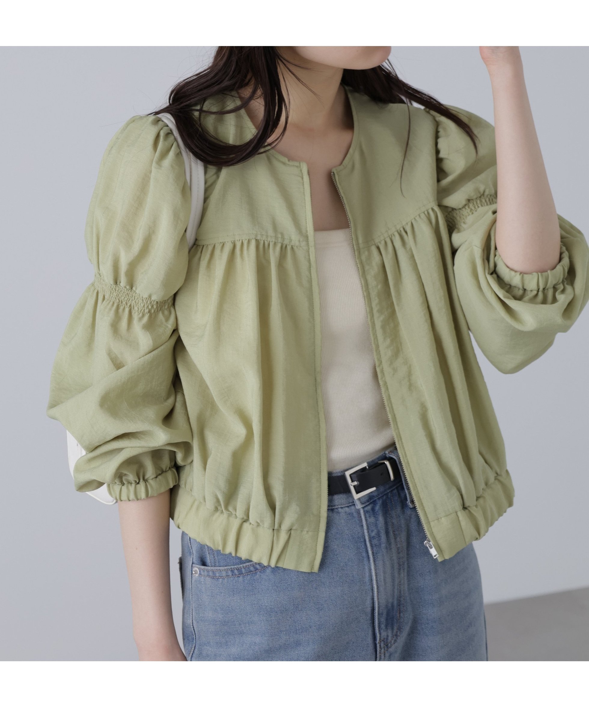 【フリーズマート/FREE'S MART】のノーカラーギャザーシャツブルゾン 人気、トレンドファッション・服の通販 founy(ファニー) 　ファッション　Fashion　レディースファッション　WOMEN　アウター　Coat Outerwear　ブルゾン　Blouson/Jackets　トップス・カットソー　Tops/Tshirt　シャツ/ブラウス　Shirts/Blouses　キャミワンピース　Cami Dress　ギャザー　Gather　ドレープ　Drape　ブルゾン　Blouson　 other-1|ID: prp329100004543809 ipo3291000000032198911