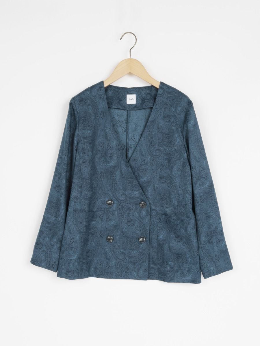 【ヴァン/Vin】のペイズリープリントダブルジャケット インテリア・キッズ・メンズ・レディースファッション・服の通販 founy(ファニー) 　ファッション　Fashion　レディースファッション　Fashion for Women　アウター　Coat / Outerwear Collection　レディースジャケット・軽アウター　Jackets　おすすめ　Recommended / Our Picks　コンパクト　Compact, Small Size　ジャケット　Jacket, Outerwear　セットアップ　Set-Up, Coordinated Outfit　ダブル　Double, Double-Breasted　ツイル　Twist, Twisted Detail　バランス　Balance, Style Balance　ボトム　Bottoms, Lower Wear　マニッシュ　Mannish, Boyish　エレガント 上品　Elegant　ブルー|ID: prp329100004543826 ipo3291000000032661145