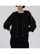 【ラシュッド/LASUD】のシアースリーブVネックブルゾン ブラック|ID: prp329100004543838 ipo3291000000032109065