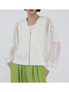 【ラシュッド/LASUD】のシアースリーブVネックブルゾン オフホワイト|ID: prp329100004543838 ipo3291000000032109067