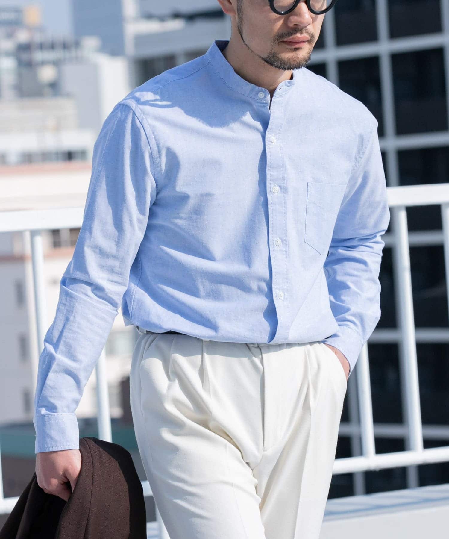 【アーバンリサーチ ロッソ/URBAN RESEARCH ROSSO / MEN】の『WEB限定』『XXLサイズあり』『抗菌/消臭』ハイパフォーマンスオックスバンドカラーシャツ インテリア・キッズ・メンズ・レディースファッション・服の通販 founy(ファニー) 　ファッション　Fashion　メンズファッション　MEN　抗菌　Antibacterial　サングラス　Sunglasses　シンプル　Simple　ストレッチ　Stretch　スニーカー　Sneakers　スラックス　Slacks　デニム　Denim　定番　Standard　バランス　Balance　パフォーマンス　Performance　フィット　Fit　ベーシック　Basic　ポーチ　Pouch　リュック　Ruck Sack　おすすめ　Recommend　旅行　Travel　ビジネス 仕事 通勤　Business　SAX|ID: prp329100004543927 ipo3291000000032109763