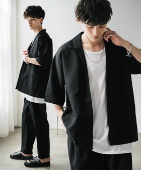 【ロッキーモンロー/Rocky Monroe / MEN】の3点セットアップ 5分袖シャツJKT ワイドパンツ 接触冷感タンクトップ 人気、トレンドファッション・服の通販 founy(ファニー) ファッション Fashion メンズファッション Fashion for Men ボトムス Bottoms インナー Innerwear ジャケット Jacket, Outerwear セットアップ Set-Up, Coordinated Outfit タンク Tank Top, Sleeveless Top ワイド Wide, Wide Fit |ID:prp329100004543951