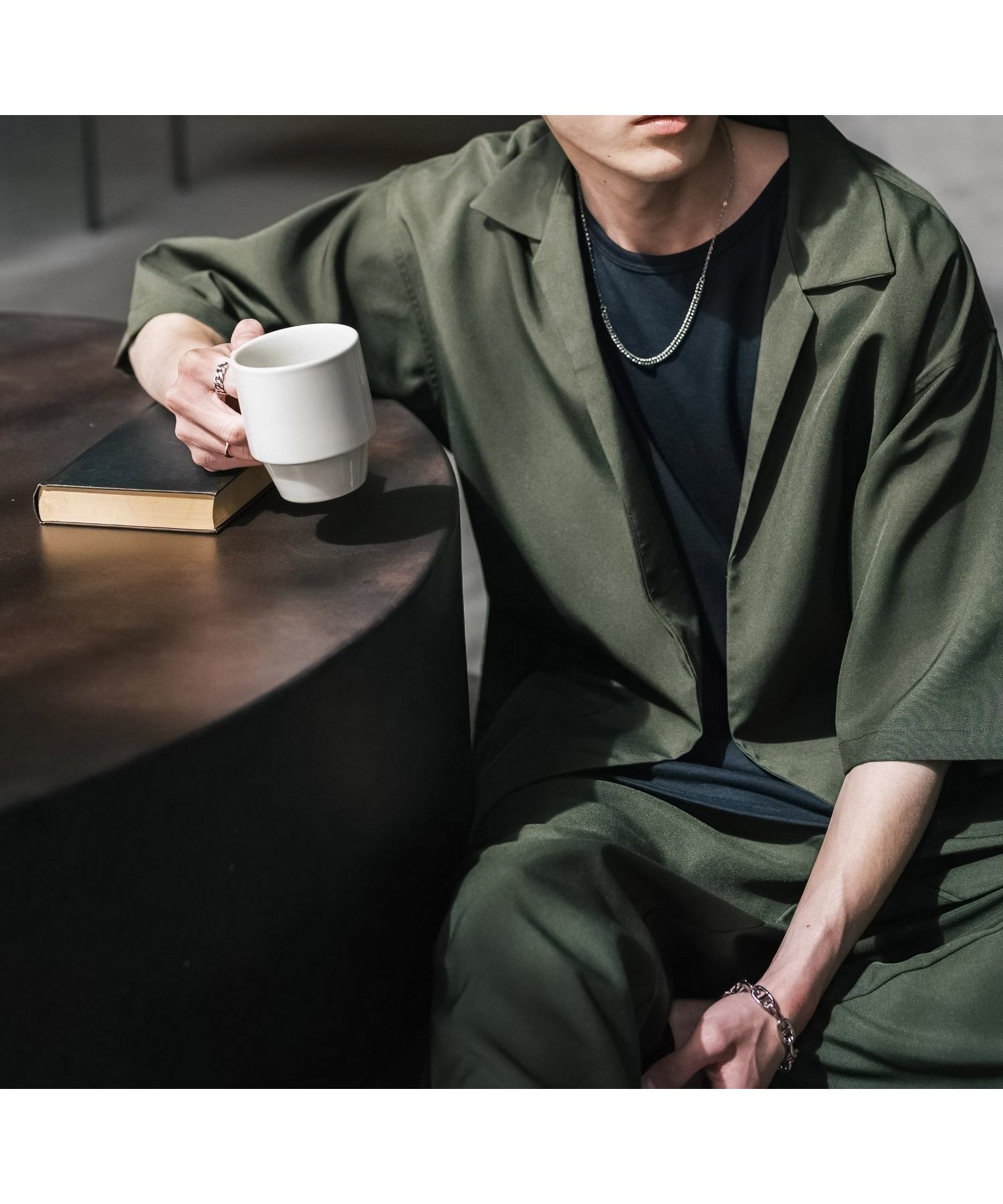 【ロッキーモンロー/Rocky Monroe / MEN】の3点セットアップ 5分袖シャツJKT ワイドパンツ 接触冷感タンクトップ インテリア・キッズ・メンズ・レディースファッション・服の通販 founy(ファニー) 　ファッション　Fashion　メンズファッション　Fashion for Men　ボトムス　Bottoms　インナー　Innerwear　ジャケット　Jacket, Outerwear　セットアップ　Set-Up, Coordinated Outfit　タンク　Tank Top, Sleeveless Top　ワイド　Wide, Wide Fit　カーキ|ID: prp329100004543951 ipo3291000000032627637