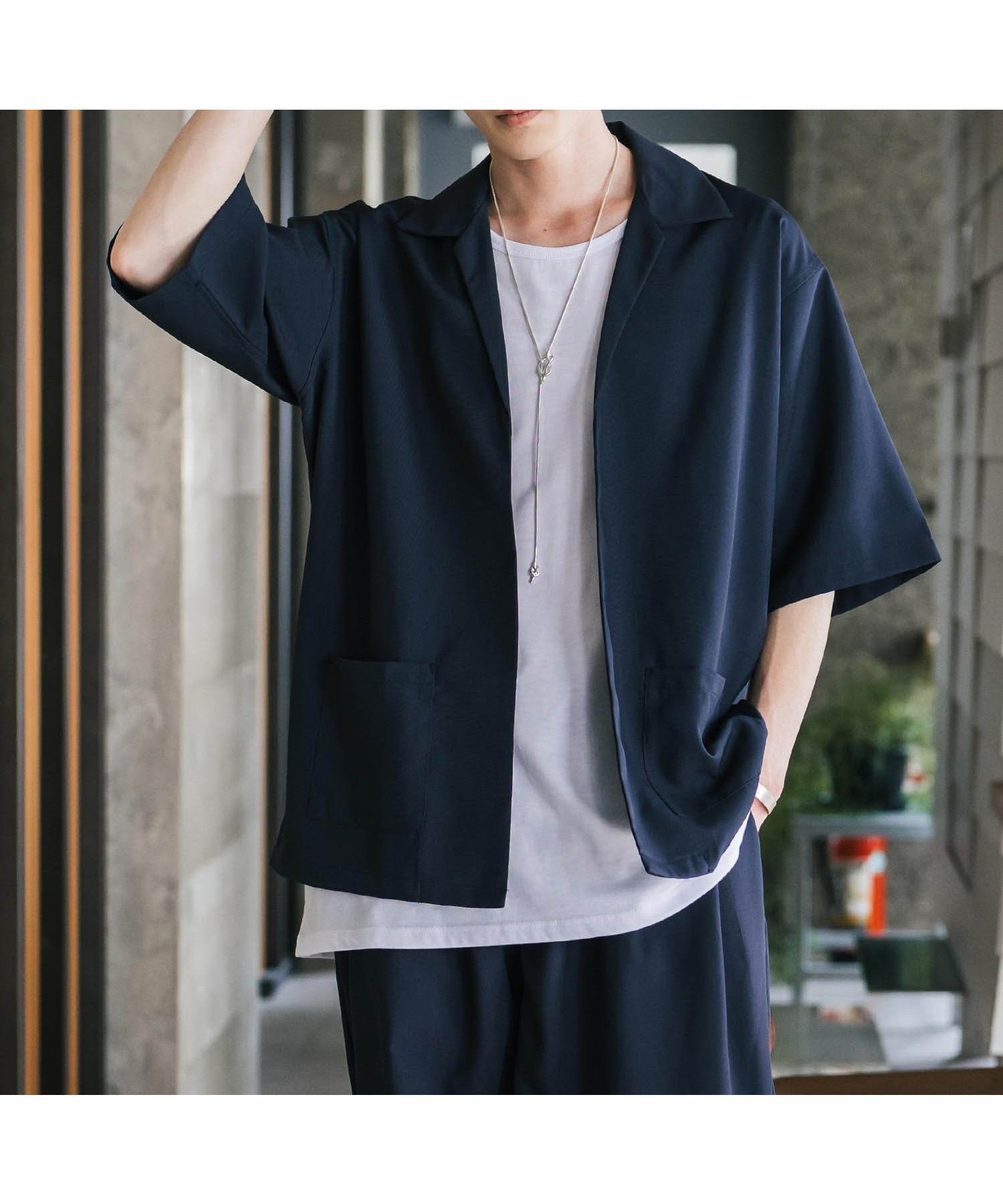 【ロッキーモンロー/Rocky Monroe / MEN】の3点セットアップ 5分袖シャツJKT ワイドパンツ 接触冷感タンクトップ インテリア・キッズ・メンズ・レディースファッション・服の通販 founy(ファニー) 　ファッション　Fashion　メンズファッション　Fashion for Men　ボトムス　Bottoms　インナー　Innerwear　ジャケット　Jacket, Outerwear　セットアップ　Set-Up, Coordinated Outfit　タンク　Tank Top, Sleeveless Top　ワイド　Wide, Wide Fit　ネイビー|ID: prp329100004543951 ipo3291000000032627638