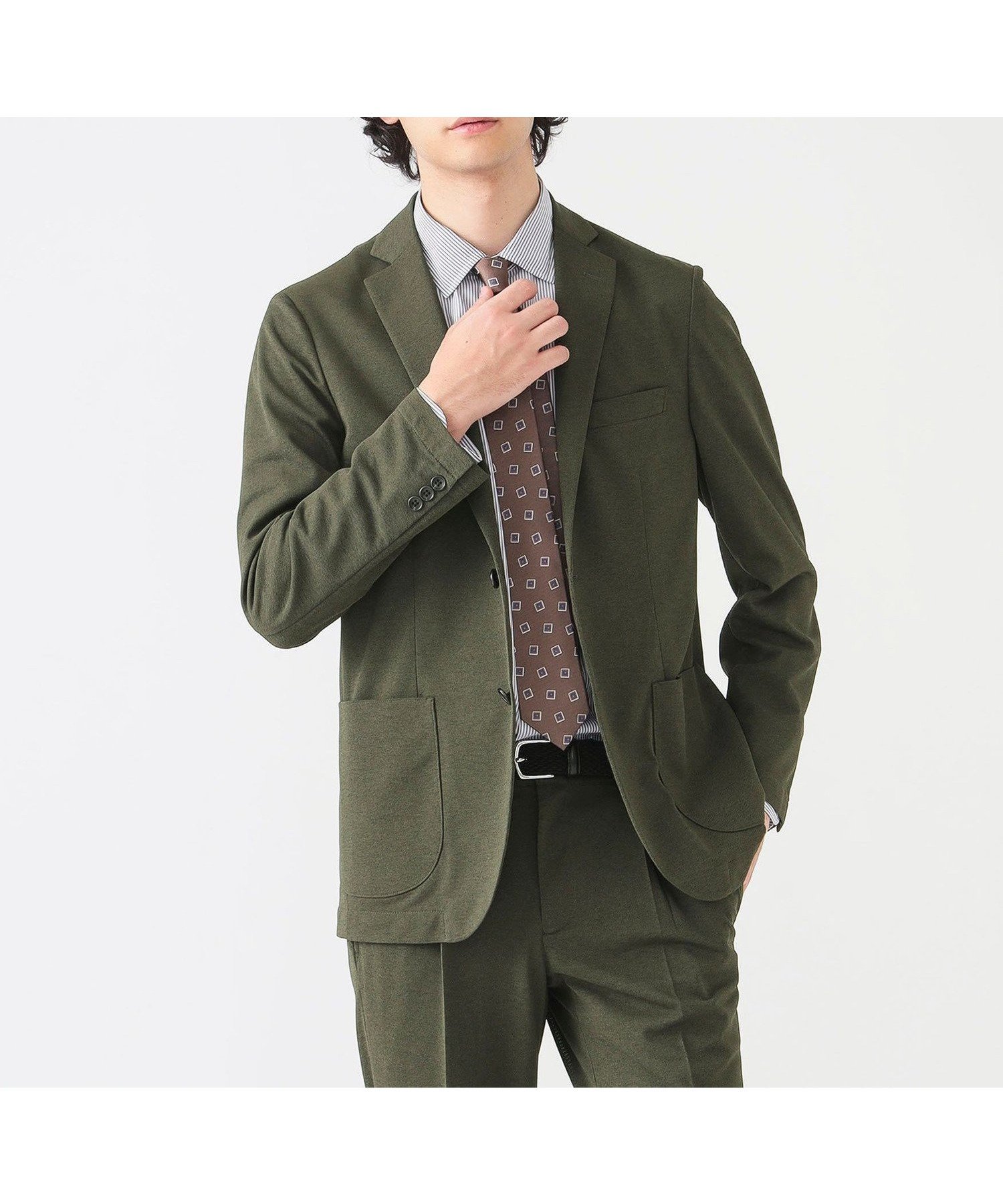 【ビーミングライフストア/B:MING LIFE STORE / MEN】のBreeze Cool メッシュ 2ボタン ジャケット (セットアップ対応/ナローフィット) インテリア・キッズ・メンズ・レディースファッション・服の通販 founy(ファニー) 　ファッション　Fashion　メンズファッション　Men's Style Online　セットアップ　Setup/Men　ジャケット　Jacket　スポーティ　Sporty　スマート　Smart　セットアップ　Set Up　パッチ　Patch　ファブリック　Fabric　ベーシック　Basic　ポケット　Pocket　メッシュ　Mesh　吸水　Water Absorption　鹿の子　Pique　OLIVE|ID: prp329100004543969 ipo3291000000032701400