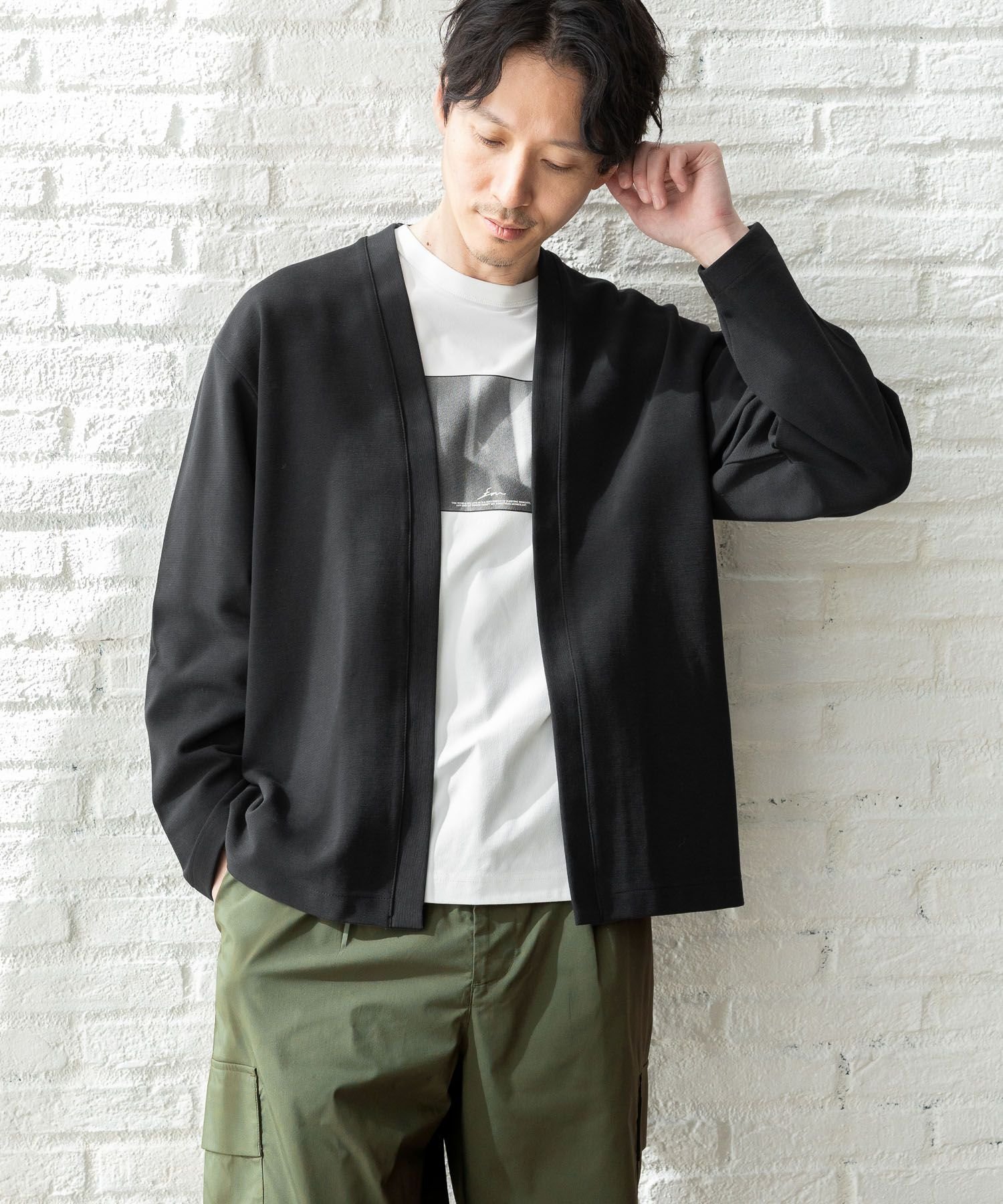 【グローバルワーク/GLOBAL WORK / MEN】のクリーンミラノリブカーディガン/147308 インテリア・キッズ・メンズ・レディースファッション・服の通販 founy(ファニー) 　ファッション　Fashion　メンズファッション　MEN　インナー　Inner　カットソー　Cut And Sew　カーディガン　Cardigan　シンプル　Simple　ストレッチ　Stretch　ブラック09|ID: prp329100004544219 ipo3291000000032111196