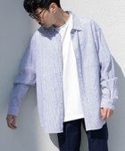 【アーバンリサーチ ロッソ/URBAN RESEARCH ROSSO / MEN】の『WEB限定』『XLサイズあり』リラックスコットンリネンレギュラーカラー長袖シャツ BLU STRIPE|ID: prp329100004544284 ipo3291000000032111579
