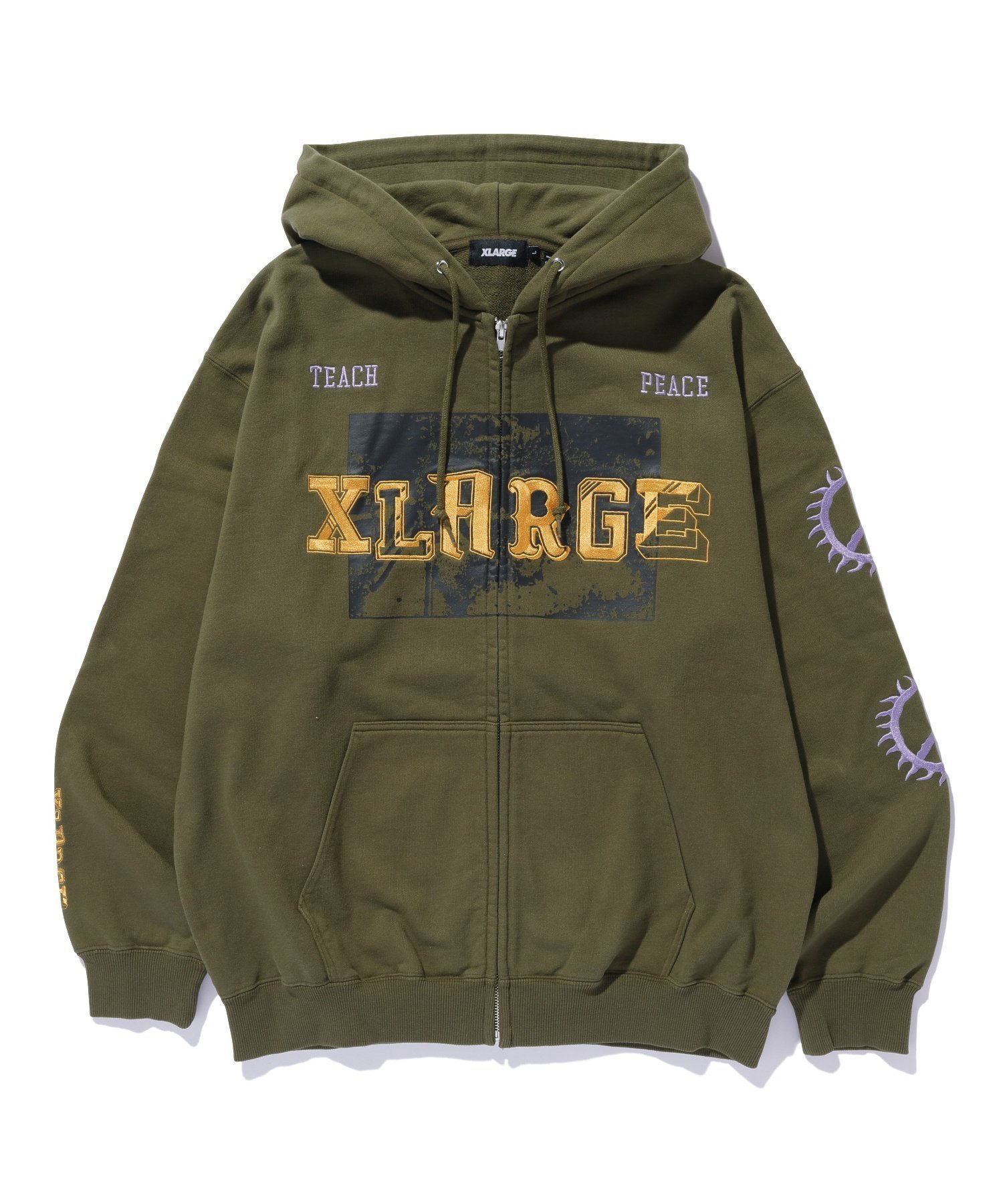 【エクストララージ/XLARGE】のXLARGE/CAMPUS ZIP UP HOODED SWEATSHIRT インテリア・キッズ・メンズ・レディースファッション・服の通販 founy(ファニー) 　ファッション　Fashion　レディースファッション　WOMEN　トップス・カットソー　Tops/Tshirt　シャツ/ブラウス　Shirts/Blouses　パーカ　Sweats　ロング / Tシャツ　T-Shirts　スウェット　Sweat　グラフィック　Graphic　パーカー　Hoodie　フロント　Front　プリント　Print　ベーシック　Basic　OLIVE|ID: prp329100004544342 ipo3291000000032111887