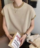 【ミニミニストア/miniministore】のフレンチスリーブサマーニット レディース 人気、トレンドファッション・服の通販 founy(ファニー) ファッション Fashion レディースファッション Fashion for Women トップス・カットソー Cut & Sew Tops ニット Knit Tops & Sweaters 春 Spring シンプル Simple, Minimal ストライプ Stripe, Striped Pattern スリーブ Sleeve, Long Sleeve / Short Sleeve ニットソー Knit-Sewn, Cut & Sew Knit フレンチ French, French Style 半袖 Short Sleeve, Half Sleeve S/S・春夏 SS, Spring/Summer, Warm Season 夏 Summer エレガント 上品 Elegant thumbnail ダークベージュ|ID: prp329100004544437 ipo3291000000032715026
