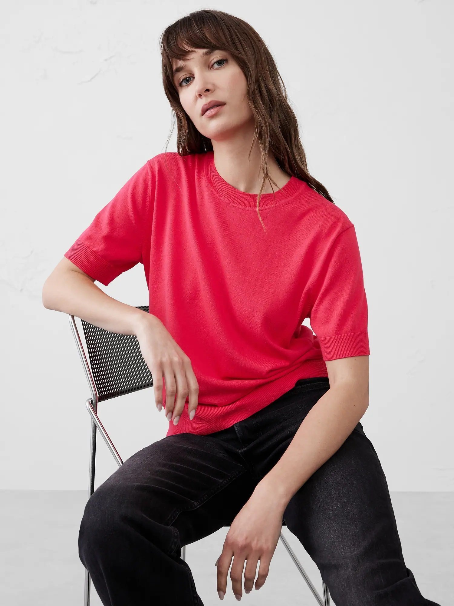 【バナナリパブリック ファクトリーストア/BANANA REPUBLIC FACTORY STORE】のBANANA REPUBLIC FACTORY STORE ショートスリーブ セーター インテリア・キッズ・メンズ・レディースファッション・服の通販 founy(ファニー) 　ファッション　Fashion　レディースファッション　Ladies' Fashion Online　ショート　Short　スリーブ　Sleeve　セーター　Sweater　ミックス　Mix　CORAL_GEM|ID: prp329100004544522 ipo3291000000032660963