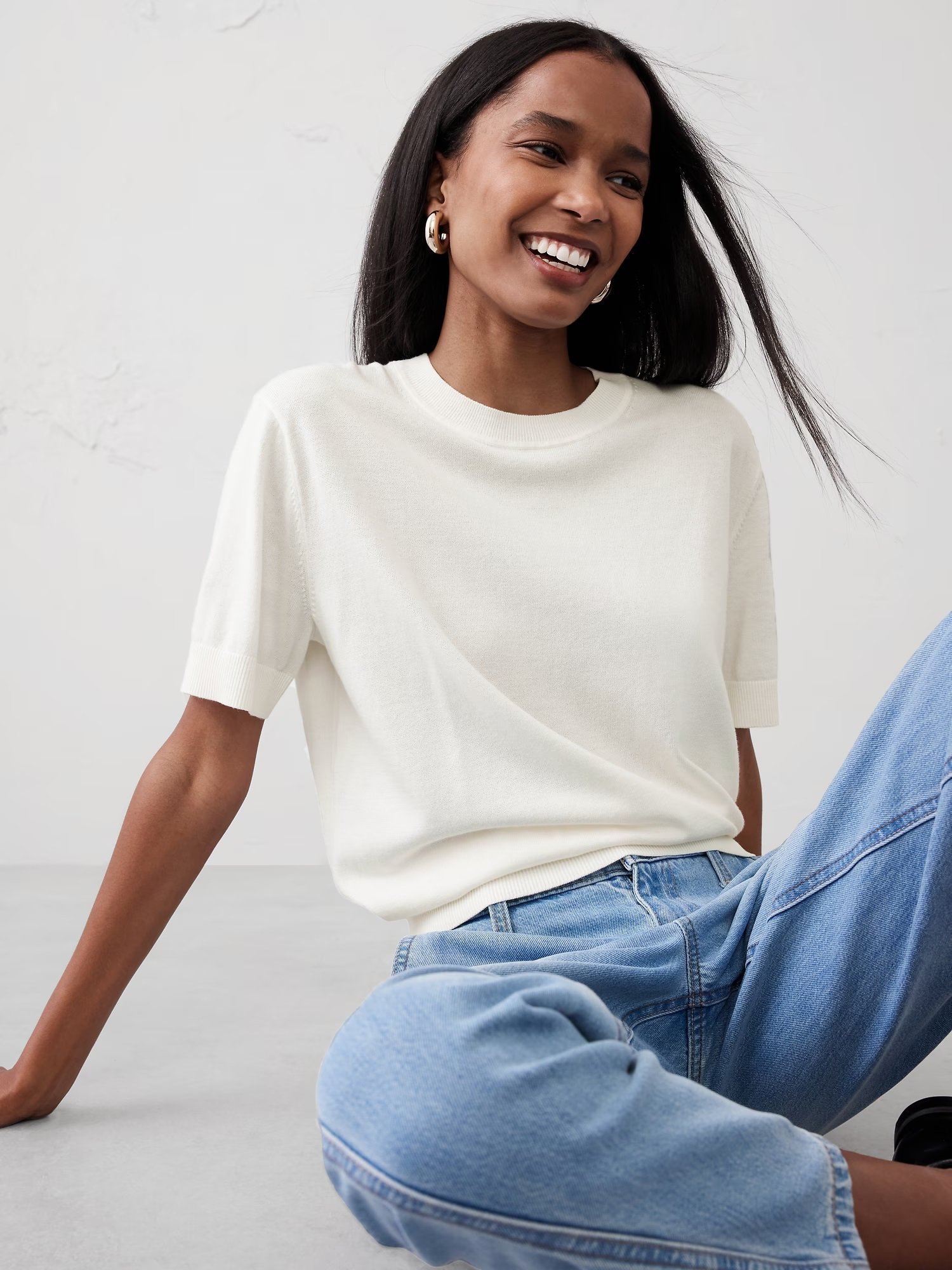 【バナナリパブリック ファクトリーストア/BANANA REPUBLIC FACTORY STORE】のBANANA REPUBLIC FACTORY STORE ショートスリーブ セーター インテリア・キッズ・メンズ・レディースファッション・服の通販 founy(ファニー) 　ファッション　Fashion　レディースファッション　Ladies' Fashion Online　ショート　Short　スリーブ　Sleeve　セーター　Sweater　ミックス　Mix　SNOW_DAY|ID: prp329100004544522 ipo3291000000032660967