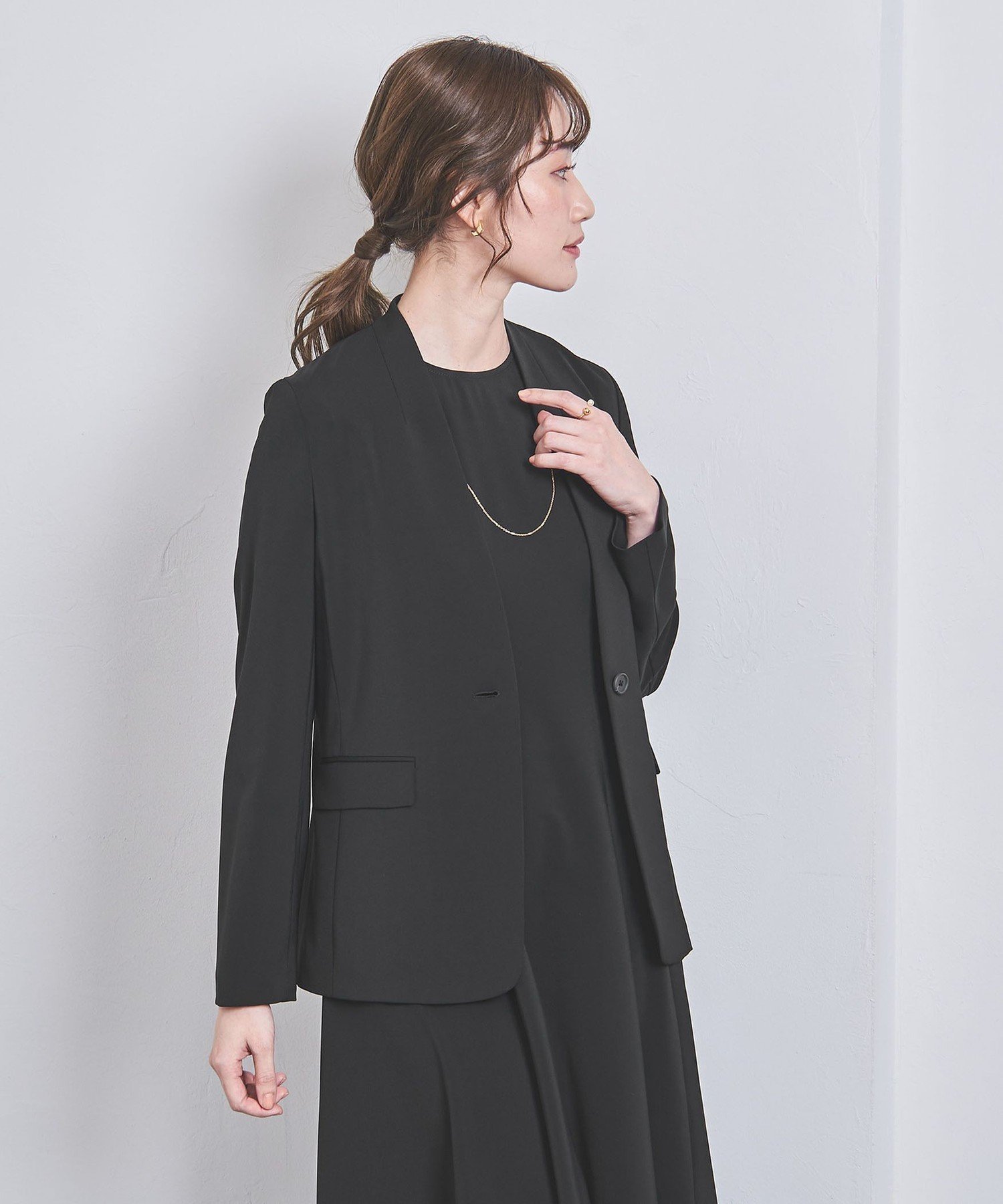 【その他のブランド/Other】のノーカラージャケット インテリア・キッズ・メンズ・レディースファッション・服の通販 founy(ファニー) 　ファッション　Fashion　レディースファッション　WOMEN　アウター　Coat Outerwear　ジャケット　Jackets　ノーカラージャケット　No Collar Leather Jackets　おすすめ　Recommend　エレガント 上品　Elegant　コンパクト　Compact　ジャケット　Jacket　セットアップ　Set Up　セレモニー　Ceremony　ドレープ　Drape　ビジネス 仕事 通勤　Business　フィット　Fit　ポケット　Pocket　BLACK|ID: prp329100004544528 ipo3291000000032112981