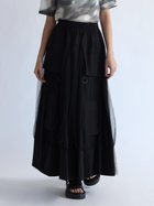 【ラシュッド/LASUD】のポケットデザインチュールスカート ブラック|ID: prp329100004544961 ipo3291000000032713598