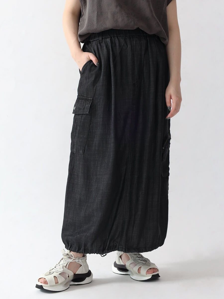 【ラシュッド/LASUD】のオーバーダイドロストスカート インテリア・キッズ・メンズ・レディースファッション・服の通販 founy(ファニー) 　ファッション　Fashion　レディースファッション　Fashion for Women　スカート　Skirts　ポケット　Pocket, Pocket Detail　ミリタリー　Military, Army Style　夏　Summer　チャコールグレー|ID: prp329100004544970 ipo3291000000032656194