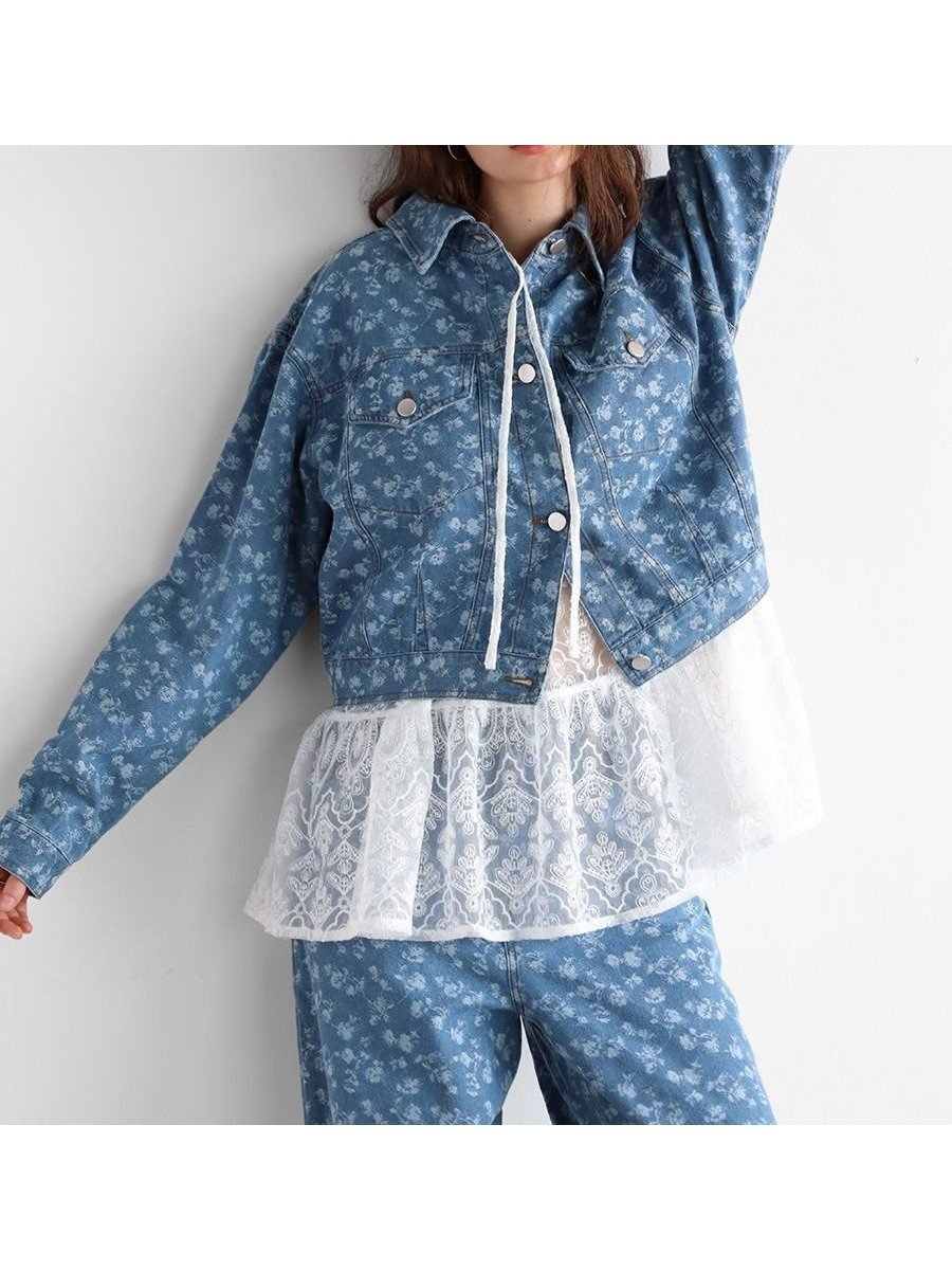 【ヴァン/Vin】のボタニカルジャガードデニムジャケット インテリア・キッズ・メンズ・レディースファッション・服の通販 founy(ファニー) 　ファッション　Fashion　レディースファッション　Fashion for Women　アウター　Coat / Outerwear Collection　レディースジャケット・軽アウター　Jackets　デニムジャケット / カジュアルアウター　Denim Jackets　おすすめ　Recommended / Our Picks　カーディガン　Cardigan, Knitwear　ショート　Short, Short Length　ジャケット　Jacket, Outerwear　デニム　Denim, Jeans Material　プリント　Print, Printed Pattern　ワイド　Wide, Wide Fit　ライトブルー|ID: prp329100004545004 ipo3291000000032661203
