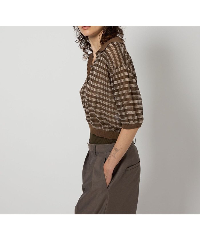 【ビューティ&ユース ユナイテッドアローズ/BEAUTY&YOUTH / UNITED ARROWS】の6(ROKU) コットン ナイロン ボーダー ポロニット ショートスリーブ インテリア・キッズ・メンズ・レディースファッション・服の通販 founy(ファニー) https://founy.com/ ファッション Fashion レディースファッション Fashion for Women トップス・カットソー Cut & Sew Tops ニット Knit Tops & Sweaters インナー Innerwear ショート Short, Short Length ジャケット Jacket, Outerwear スリーブ Sleeve, Long Sleeve / Short Sleeve バランス Balance, Style Balance ボーダー Border, Stripe ループ Loop, Loop Knit |ID: prp329100004545172 ipo3291000000033888274