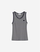 【メゾン キツネ/MAISON KITSUNE】のMAISON KITSUNE/BOLD FOX HEAD PATCH MULTI STRIPES RIBBED TANK TOP NAVY/MILK|ID: prp329100004545175 ipo3291000000032676895