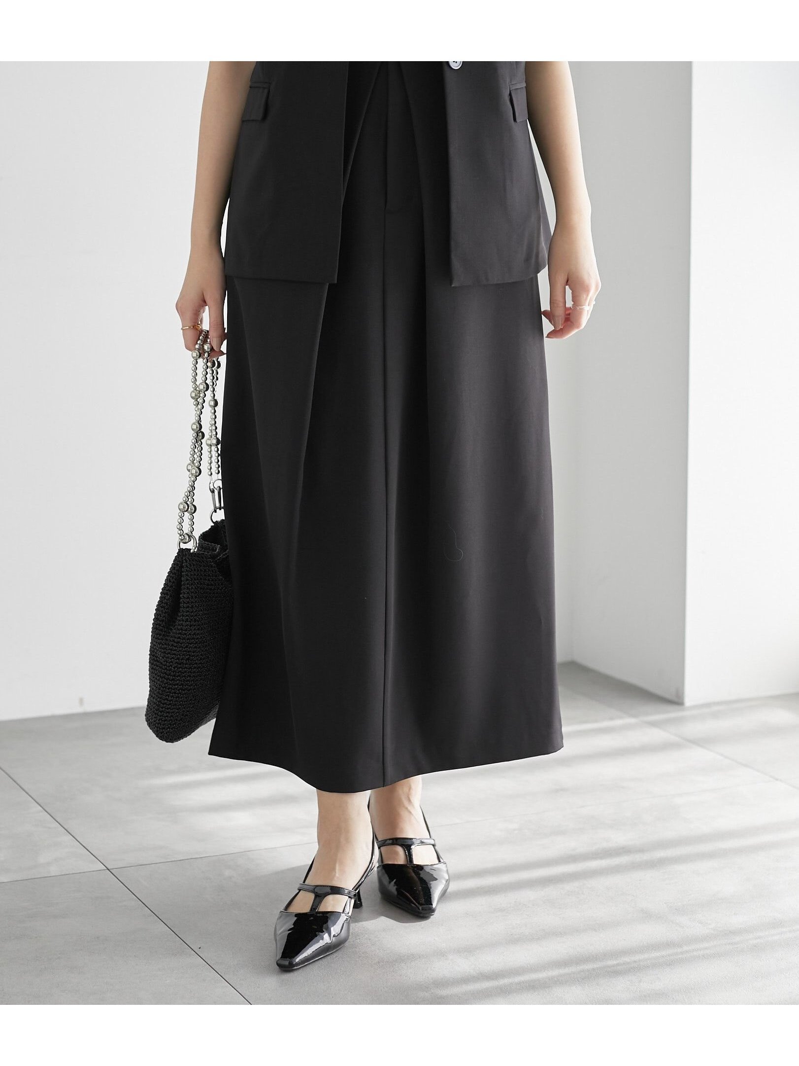【テチチ/Te chichi】の麻調フロントホックタックナロースカート(セットアップ可) 人気、トレンドファッション・服の通販 founy(ファニー) 　ファッション　Fashion　レディースファッション　Ladies' Fashion Online　セットアップ　Setup　スカート　Skirt　おすすめ　Recommend　スタイリッシュ　Stylish　スリット　Slit　セットアップ　Set Up　トレンド　Trend　バランス　Balance　フロント　Front　ロング　Long　エレガント 上品　Elegant　 other-1|ID: prp329100004545180 ipo3291000000032606105