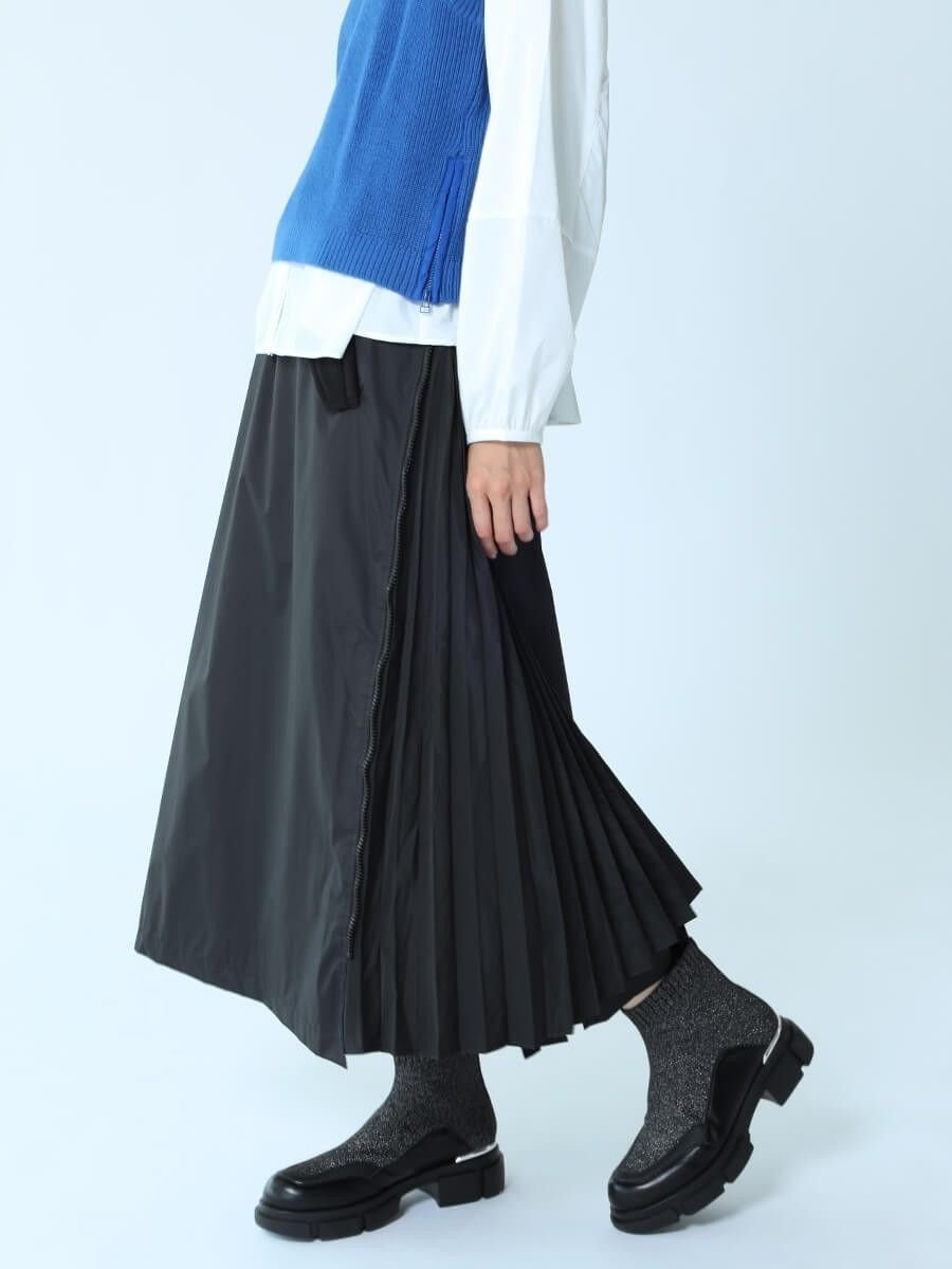 【ラシュッド/LASUD】のフリースドッキングジップインプリーツスカート インテリア・キッズ・メンズ・レディースファッション・服の通販 founy(ファニー) 　ファッション　Fashion　レディースファッション　WOMEN　スカート　Skirt　プリーツスカート　Pleated Skirts　カットソー　Cut And Sew　ジップ　Zip　ジップアップ　Zip Up　セットアップ　Set Up　ドッキング　Docking　プリーツ　Pleats　ベスト　Vest　ポケット　Pocket　今季　This Season　ブラック|ID: prp329100004545238 ipo3291000000032116726