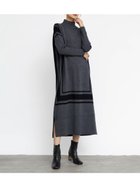 【ラシュッド/LASUD】のバイカラースクエアデザインニットワンピース チャコールグレー|ID: prp329100004545316 ipo3291000000032117060