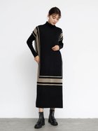 【ラシュッド/LASUD】のバイカラースクエアデザインニットワンピース クロ系|ID: prp329100004545316 ipo3291000000032117064