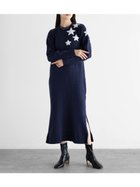 【ラシュッド/LASUD】のスターモチーフニットワンピース ネイビー|ID: prp329100004545334 ipo3291000000032117149
