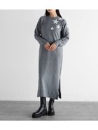 【ラシュッド/LASUD】のスターモチーフニットワンピース 杢グレー|ID: prp329100004545334 ipo3291000000032117152
