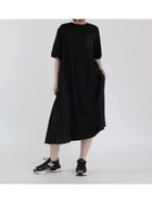 【ラシュッド/LASUD】のサイドプリーツドッキングワンピース ブラック|ID: prp329100004545357 ipo3291000000032722182