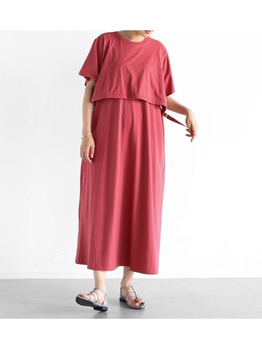 【ヴァン/Vin】のレイヤードライクワンピース インテリア・キッズ・メンズ・レディースファッション・服の通販 founy(ファニー) 　ファッション　Fashion　レディースファッション　Fashion for Women　ワンピース　Dresses　ダークピンク|ID: prp329100004545366 ipo3291000000032666102