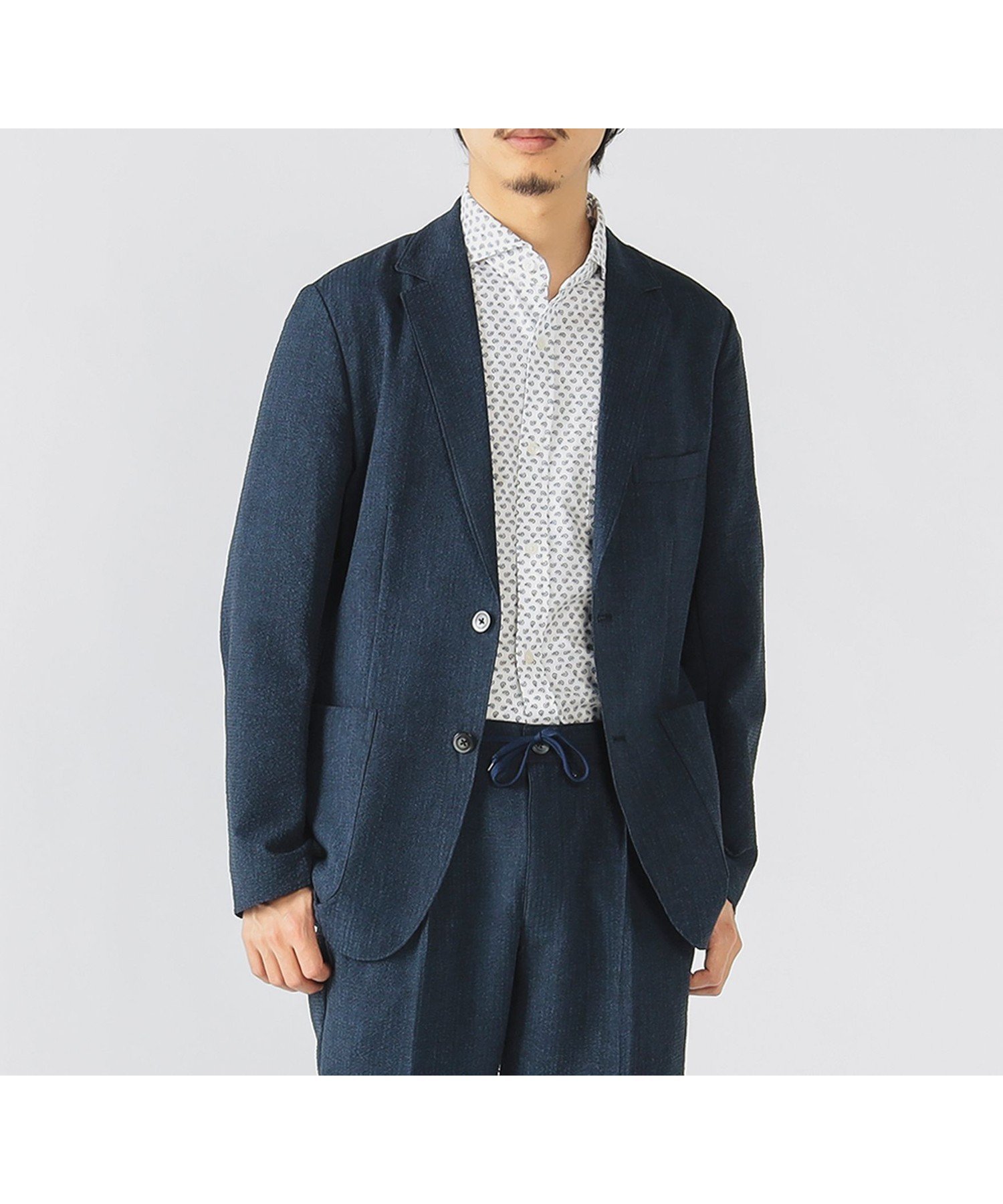 【ビームス ハート/BEAMS HEART / MEN】の【イージーケア】デニムプリント シアサッカー ジャケット 25SS(S~XL・セットアップ対応) インテリア・キッズ・メンズ・レディースファッション・服の通販 founy(ファニー) 　ファッション　Fashion　メンズファッション　Fashion for Men　セットアップ　Matching Sets　インナー　Innerwear　カーディガン　Cardigan, Knitwear　ジャケット　Jacket, Outerwear　スマート　Smart, Elegant　スラックス　Slacks, Dress Pants　セットアップ　Set-Up, Coordinated Outfit　デニム　Denim, Jeans Material　ドレス　Dress, One-Piece　パッチ　Patch, Appliqué　フラップ　Flap, Flap Pocket　フロント　Front, Front Design　プリント　Print, Printed Pattern　ポケット　Pocket, Pocket Detail　ポロシャツ　Polo Shirt, Collared Tee　リゾート　Resort, Vacation Style　おすすめ　Recommended / Our Picks　夏　Summer　旅行　Travel　エレガント 上品　Elegant　ビジネス 仕事 通勤　Business / Work / Commuting　2025年　2025　2025春夏・S/S　Spring/Summer 2025 SS25　INDIGO|ID: prp329100004545373 ipo3291000000032627601