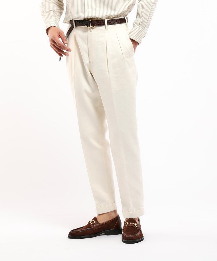 【タケオキクチ/TAKEO KIKUCHI / MEN】の【THE FLAGSHIP】コットンリネン カツラギ パンツ インテリア・キッズ・メンズ・レディースファッション・服の通販 founy(ファニー) 　ファッション　Fashion　メンズファッション　MEN　ボトムス　Bottoms/Men　ジャケット　Jacket　ボトム　Bottom　リネン　Linen　エレガント 上品　Elegant　オフホワイト|ID: prp329100004545412 ipo3291000000032117497
