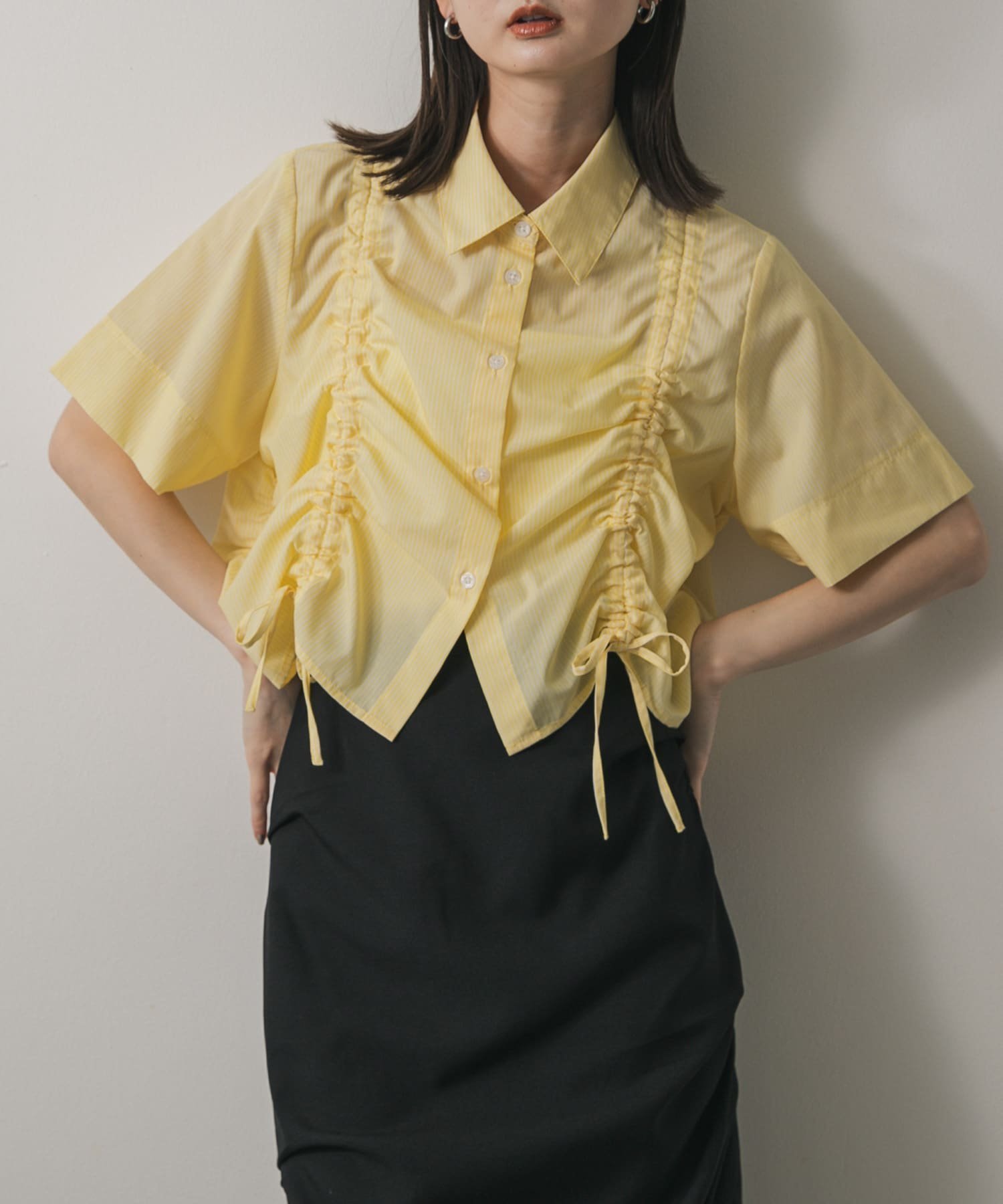 【センスオブプレイス/SENSE OF PLACE by URBAN RESEARCH】のクロップドシャーリングシャツ(半袖) 人気、トレンドファッション・服の通販 founy(ファニー) 　ファッション　Fashion　レディースファッション　Fashion for Women　トップス・カットソー　Cut & Sew Tops　シャツ・ブラウス・オフィスカジュアル　Elegant Blouses & Button-Ups　2025年　2025　2025春夏・S/S　Spring/Summer 2025 SS25　おすすめ　Recommended / Our Picks　インナー　Innerwear　キャミ　Camisole, Cami Top　クロップド　Cropped, Short Length　ストライプ　Stripe, Striped Pattern　タンク　Tank Top, Sleeveless Top　デコルテ　Décolleté, Neckline　トレンド　Trend, Trending Now　ワイド　Wide, Wide Fit　半袖　Short Sleeve, Half Sleeve　夏　Summer　S/S・春夏　SS, Spring/Summer, Warm Season　 other-1|ID: prp329100004545518 ipo3291000000033557141