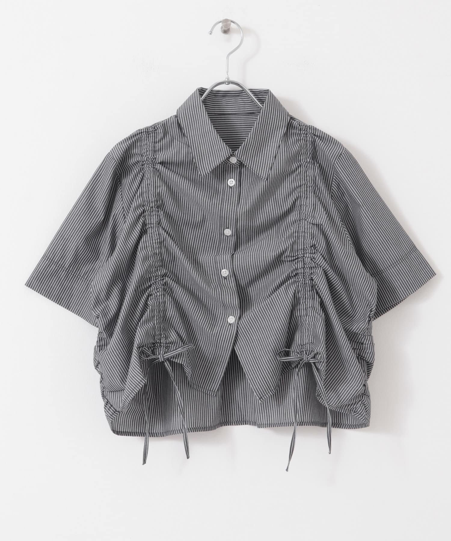 【センスオブプレイス/SENSE OF PLACE by URBAN RESEARCH】のクロップドシャーリングシャツ(半袖) インテリア・キッズ・メンズ・レディースファッション・服の通販 founy(ファニー) 　ファッション　Fashion　レディースファッション　Fashion for Women　トップス・カットソー　Cut & Sew Tops　シャツ・ブラウス・オフィスカジュアル　Elegant Blouses & Button-Ups　2025年　2025　2025春夏・S/S　Spring/Summer 2025 SS25　おすすめ　Recommended / Our Picks　インナー　Innerwear　キャミ　Camisole, Cami Top　クロップド　Cropped, Short Length　ストライプ　Stripe, Striped Pattern　タンク　Tank Top, Sleeveless Top　デコルテ　Décolleté, Neckline　トレンド　Trend, Trending Now　ワイド　Wide, Wide Fit　半袖　Short Sleeve, Half Sleeve　夏　Summer　S/S・春夏　SS, Spring/Summer, Warm Season　CHA×WHT|ID: prp329100004545518 ipo3291000000033557145