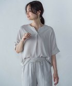【ロートレ アモン/LAUTRE AMONT】の【WEB限定】サテンフィールキーネックブラウス≪セットアップ対応/洗濯機で洗える≫ ベージュ|ID: prp329100004545559 ipo3291000000032659453