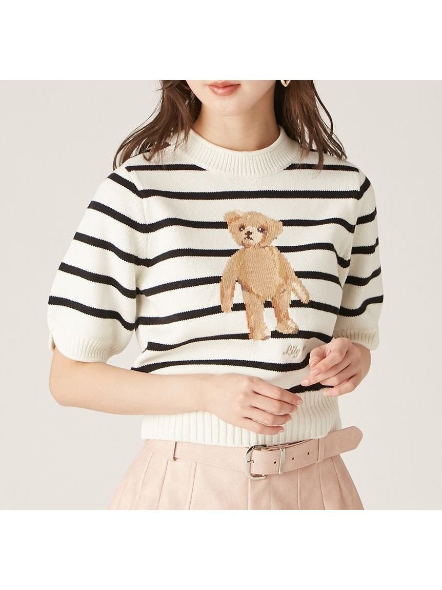 【リリーブラウン/Lily Brown】の【WEB限定カラー】Lily Bearニット インテリア・キッズ・メンズ・レディースファッション・服の通販 founy(ファニー) 　ファッション　Fashion　レディースファッション　Fashion for Women　トップス・カットソー　Cut & Sew Tops　ニット　Knit Tops & Sweaters　BORDER[933]|ID: prp329100004545576 ipo3291000000032766475