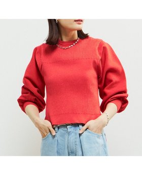 【その他のブランド/Other】のリブ切り替えパフスリーブニット 人気、トレンドファッション・服の通販 founy(ファニー) ファッション Fashion レディースファッション WOMEN トップス・カットソー Tops/Tshirt ニット Knit Tops フォルム Form |ID:prp329100004545620